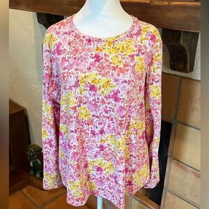 Floral Print Women's Top - Pink and Yellow
